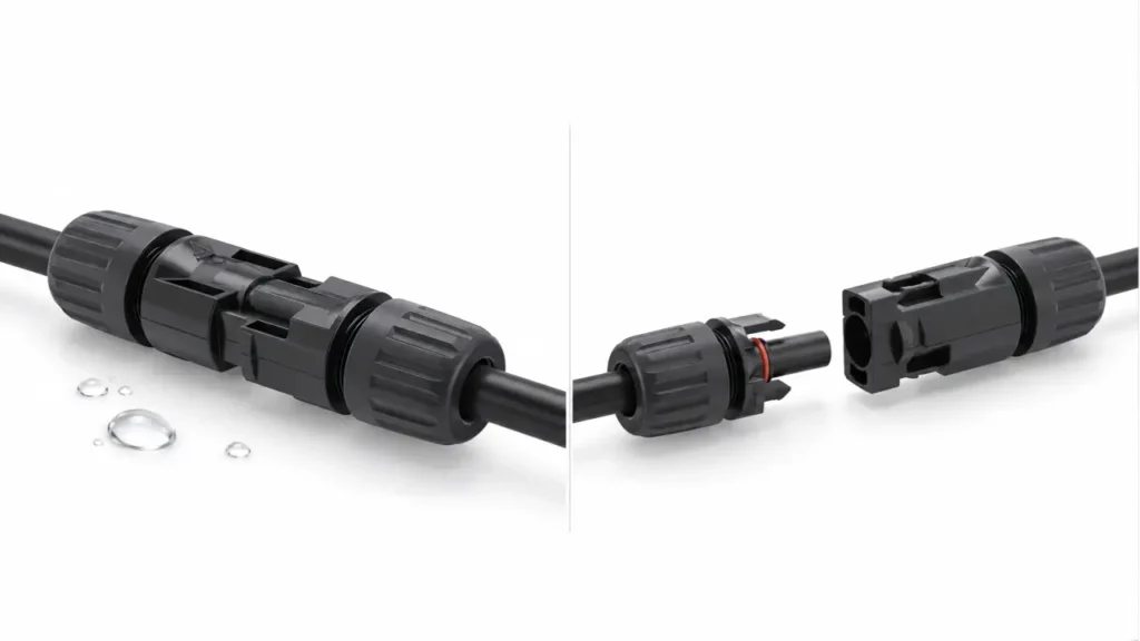 PV connector IP rating comparison between properly mated and unmated connectors