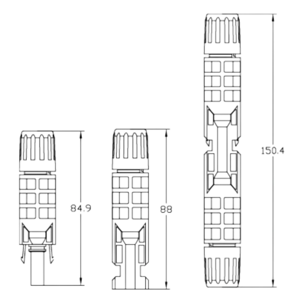 UH-PC-MC05 2000V solar connector dimensions in mm