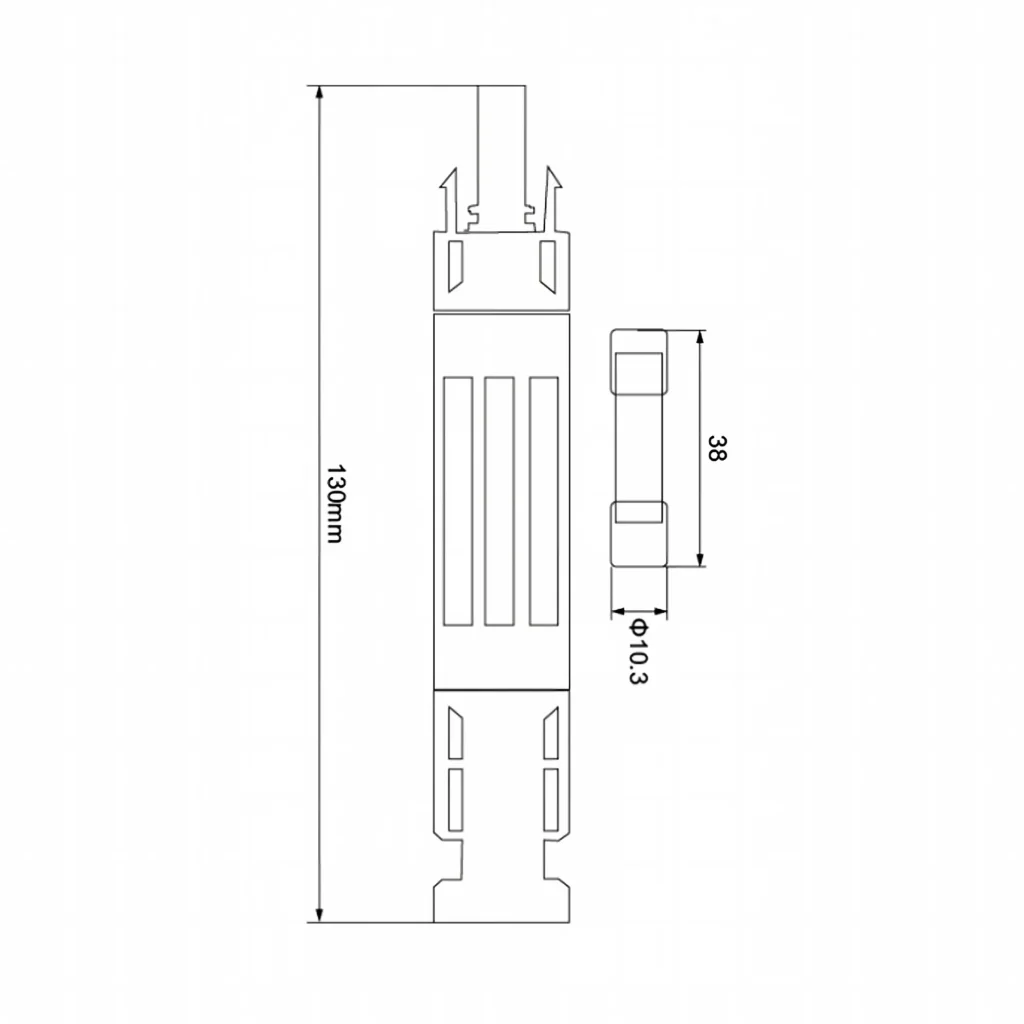 UH-PC-MF01 inline fuse solar connector dimensions in mm