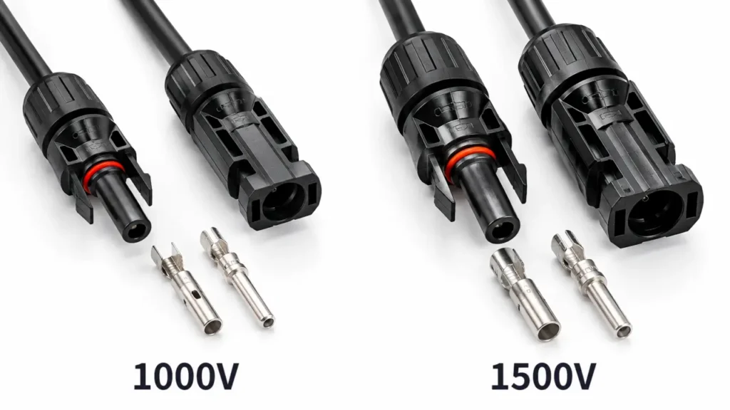 1000V vs 1500V solar connectors for photovoltaic DC systems