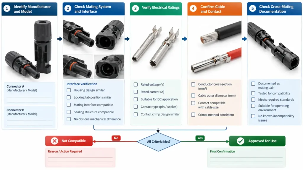MC4 connector compatibility checklist for manufacturer model ratings cable and intermateability
