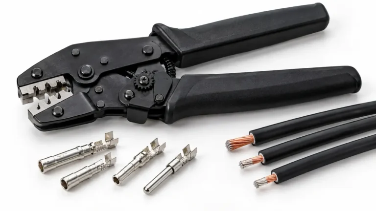MC4 crimping tool with PV connector contacts and 2.5 4 6 mm² solar cable