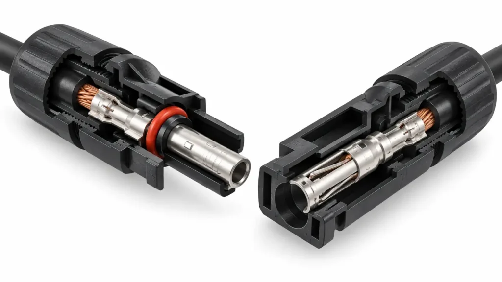 PV connector compatibility differences in contact geometry sealing and locking design