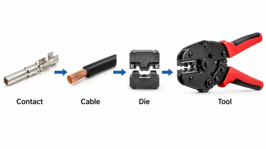 MC4 crimping tool selection matching connector contact cable die and crimper