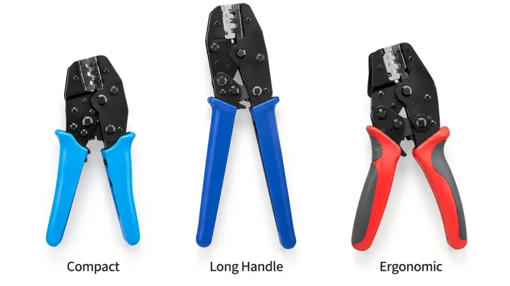 PV connector crimping tool compact long handle and ergonomic crimper comparison