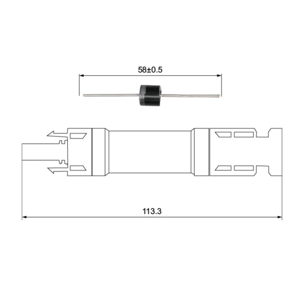 UH-PC-MD01 solar diode connector dimensions in mm