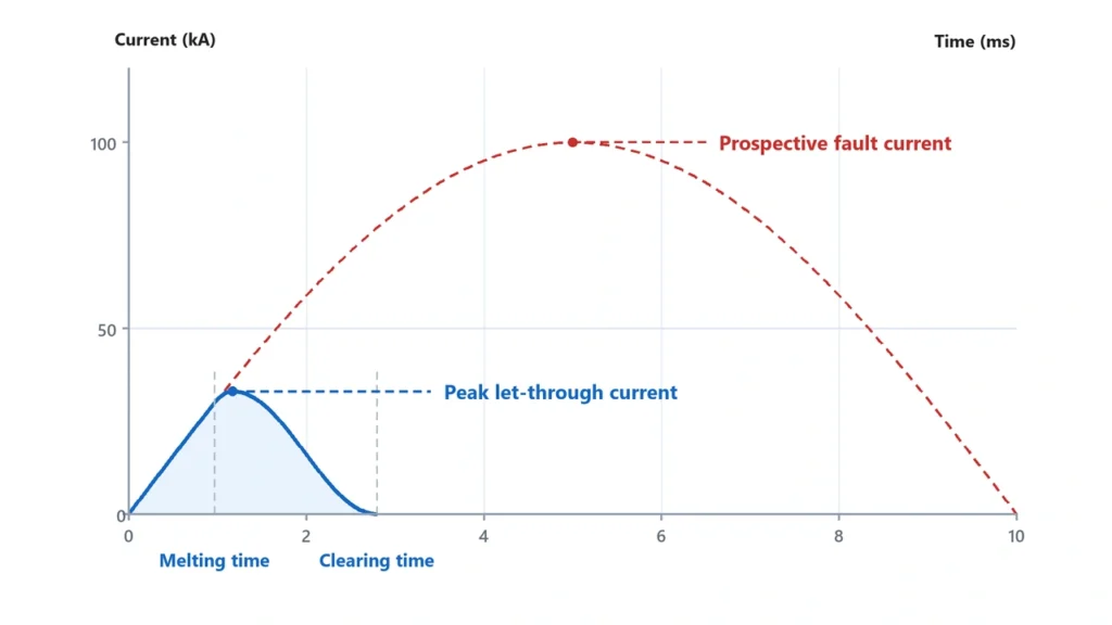Current limiting fuse reducing peak let-through fault current