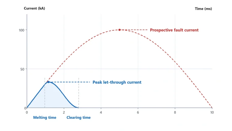 Current limiting fuse reducing peak let-through fault current