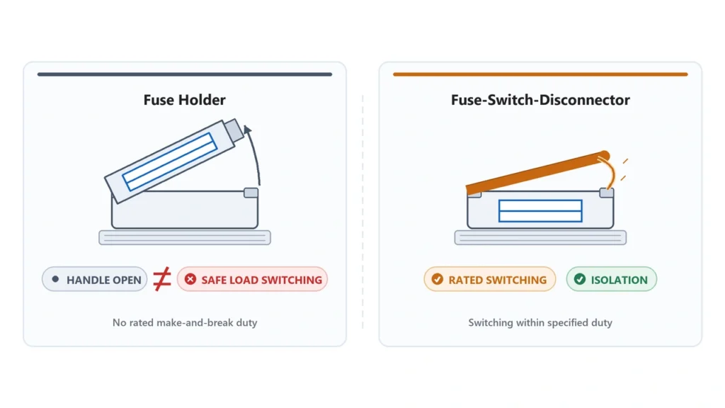 DC fuse holder is not automatically a load break switch