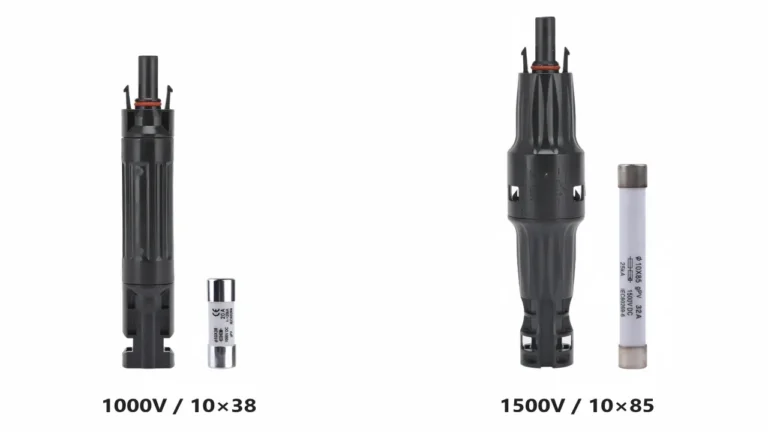 MC4 inline fuse connector 1000V 10x38 and 1500V 10x85 comparison