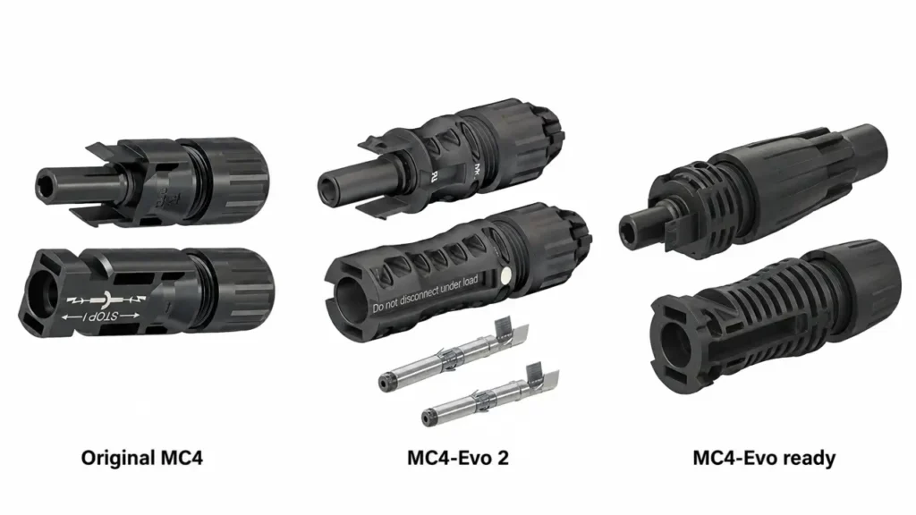 Original MC4 vs MC4-Evo 2 vs MC4-Evo ready solar connectors