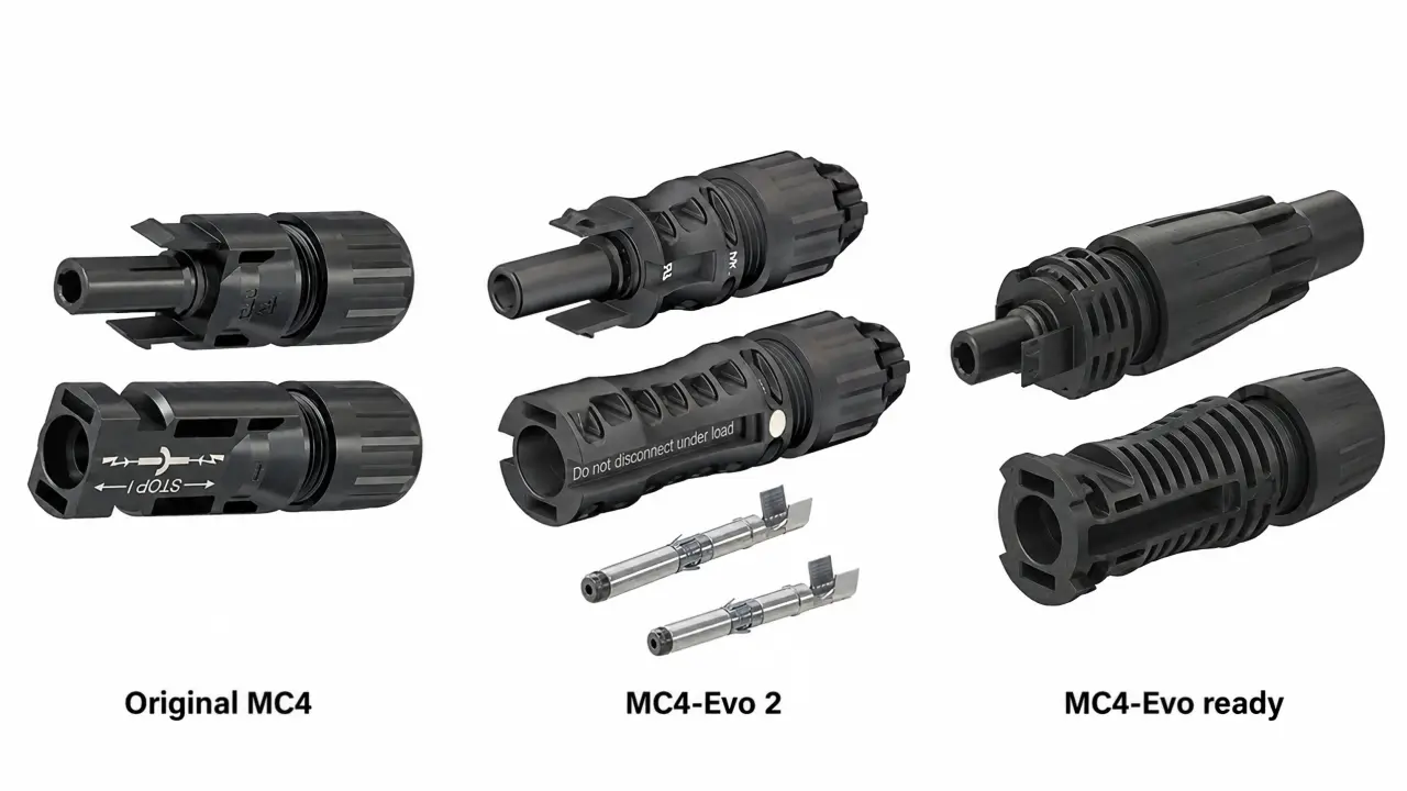 Original MC4 vs MC4-Evo 2 vs MC4-Evo ready solar connectors