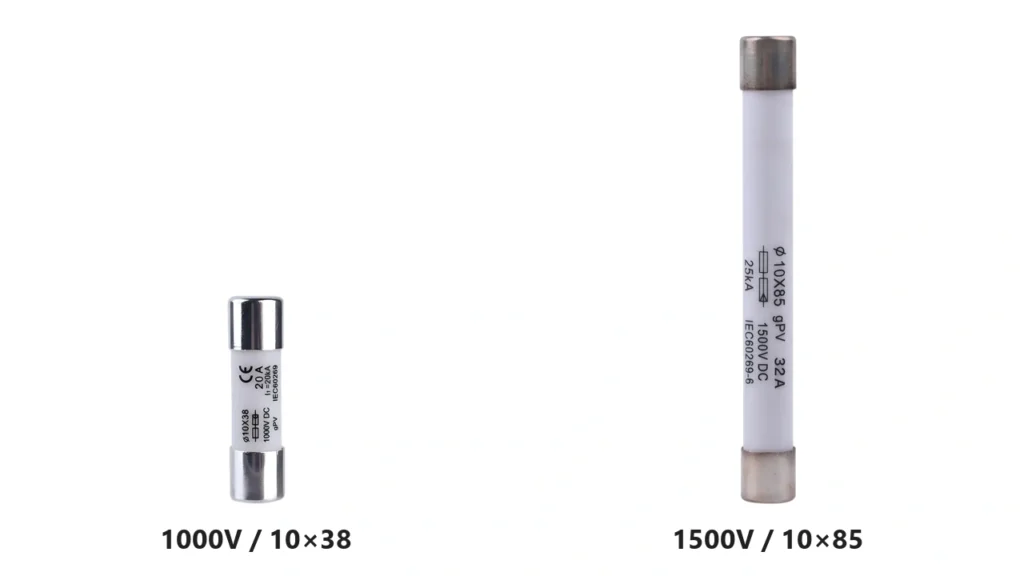 10x38 versus 10x85 PV fuse for inline solar fuse connectors