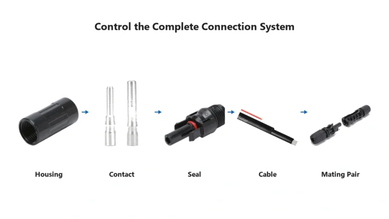 Solar connector quality control checklist for housing contact cable seal and mating connector